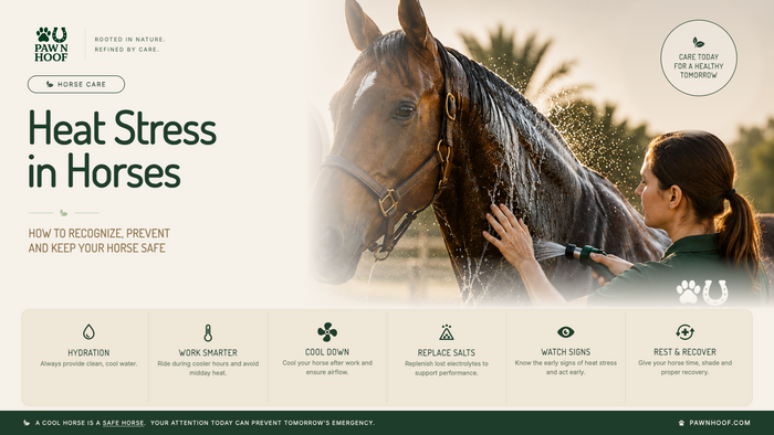 Heat stress in horses — keeping your horse cool and hydrated during summer riding.